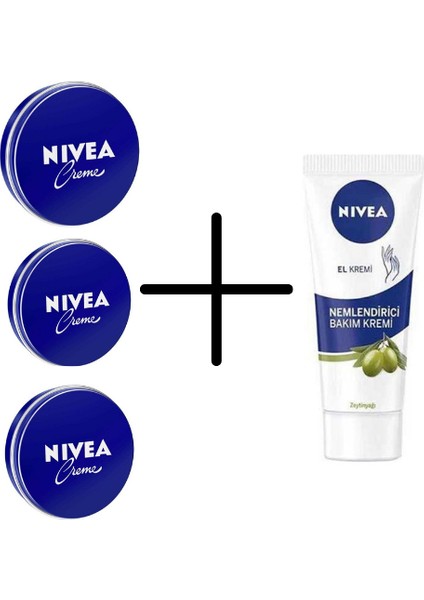 Nemlendirici Nivea Krem 30 ml Teneke 3 Adet + Nemlendirici Nivea 100 ml Tüp Krem