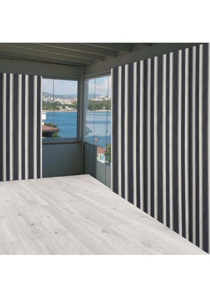 Ceylan Home Balkon Perdesi Gri Beyaz Çizgili 825X250