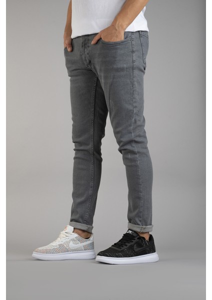Erkek Slim Fit Dar Kesim Kot Pantolon Gri indirimleri