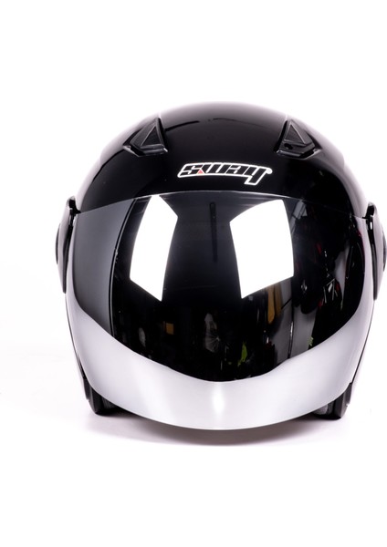 Kask Sway SW-733 Parlak Siyah Aynalı Camlı fiyatları