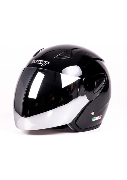 Kask Sway SW-733 Parlak Siyah Aynalı Camlı fırsatları