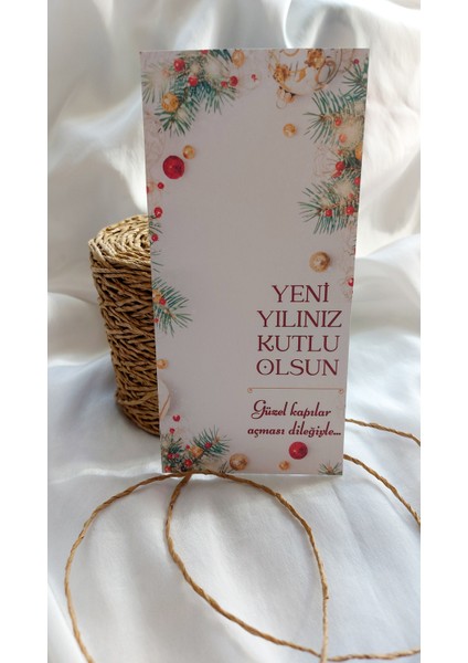 Makrome Kartı - Yeni Yılınız Kutlu Olsun Kartı 9,5 x 19 cm 20 Adet