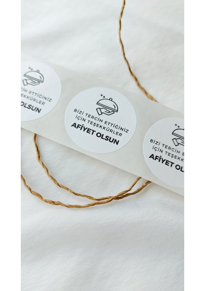 Yapışkanlı Etiket - Afiyet Olsun Teşekkürler Etiketi 4 cm 50 Adet