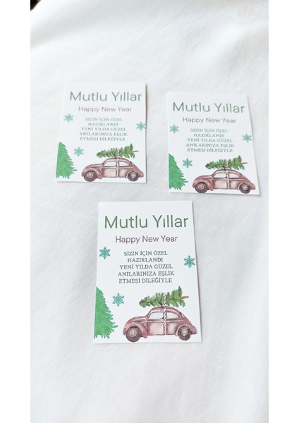 Mutlu Yıllar Not Kartı - Happy New Year 5 x 7 cm 20 Adet