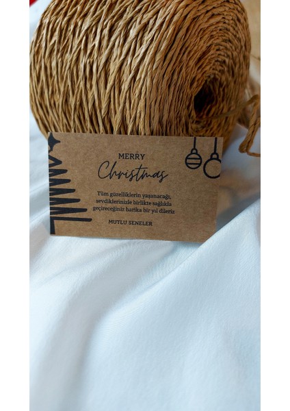 Kraft Merry Christmas - Mutlu Seneler Yeni Yıl Kartı 5 x 8 cm 20 Adet
