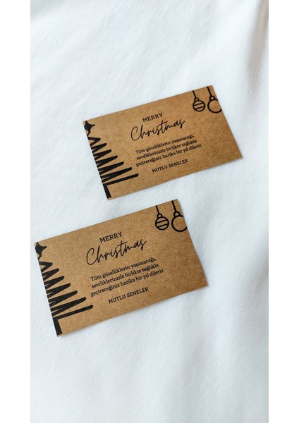 Kraft Merry Christmas - Mutlu Seneler Yeni Yıl Kartı 5 x 8 cm 20 Adet