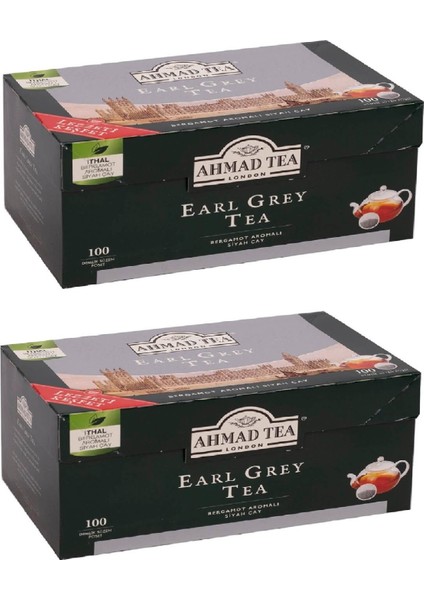 Earl Grey Demlik Poşet Çay 100'LÜ x 2 Adet