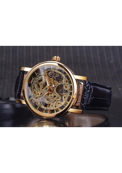 Winner Kurmalı Mekanizma Deri Kordon Kol Saati