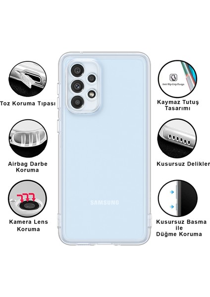 Samsung Galaxy A73 Kılıf Şeffaf 3D Kamera Lens Korumalı Tıpalı Silikon