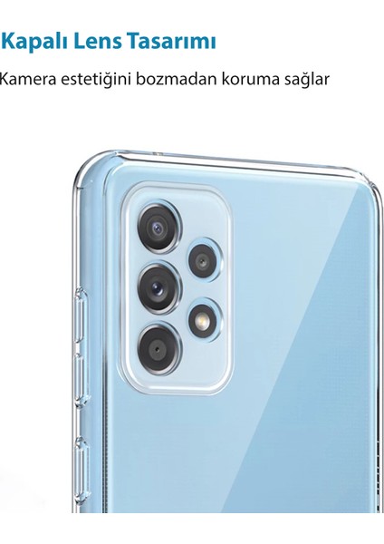 Samsung Galaxy A73 Kılıf Şeffaf 3D Kamera Lens Korumalı Tıpalı Silikon