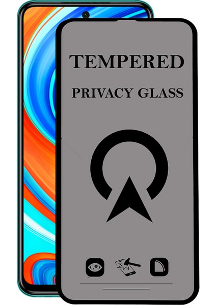 Xiaomi Redmi Note 9 Pro Tam Kaplayan Privacy Hayalet Temperli Ekran Koruycu Cam