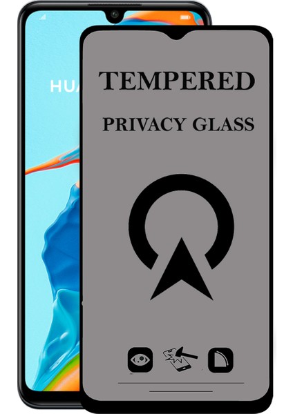 Kzy Huawei P30 Lite Tam Kaplayan Privacy Hayalet Temperli Ekran Koruycu Cam