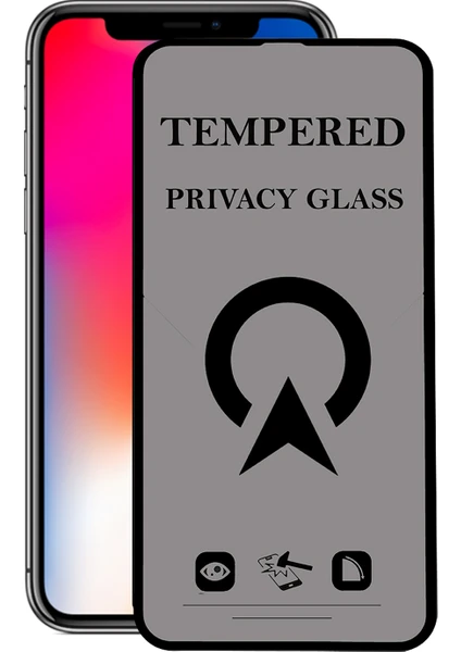 Kzy Apple iPhone x Tam Kaplayan Privacy Hayalet Temperli Ekran Koruycu Cam