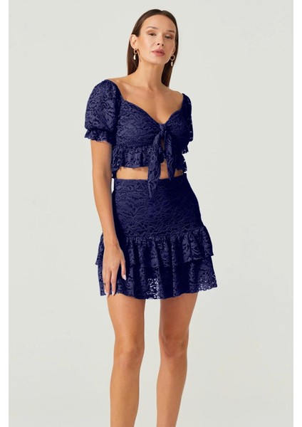 Fırfırlı Dantel Mini Etek modelleri