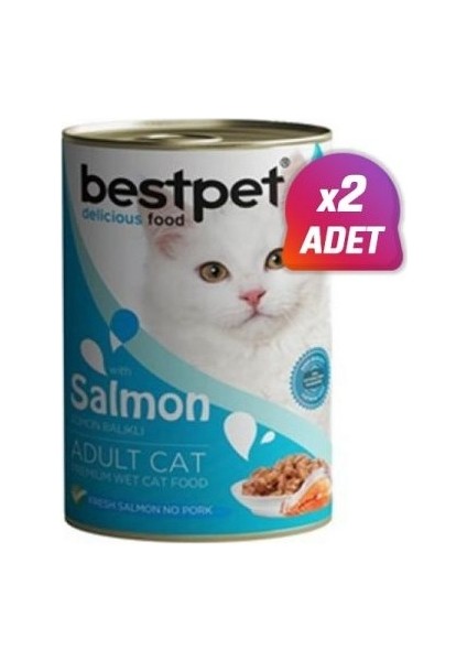 2 Adet -  Somonlu Jöleli Yetişkin Kedi Konservesi 400 gr