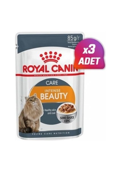 3 Adet - Royal Canin Intense Beauty Gravy Pouch Kedi Maması 85 gr