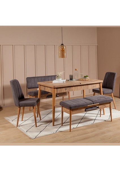 Paris Banklı Yemek Masası Takımı Atlantik Soho Antrasit