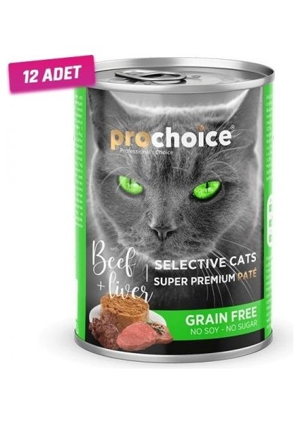 Selective Cat Biftek ve Ciğerli Kıyılmış Yetişkin Kedi Konservesi 400 gr - 12 Adet