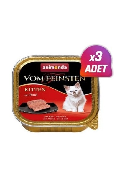 3 Adet - Animonda Kitten Biftekli Yavru Kedi Konservesi 100 gr