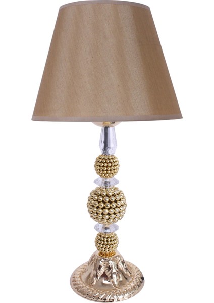 Modern Inci Ayaklı Kumaş Gold Abajur