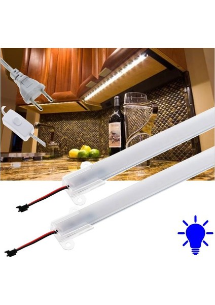 Superb Şerit LED Opak Mavi Işık 100 cm 220V Fişli