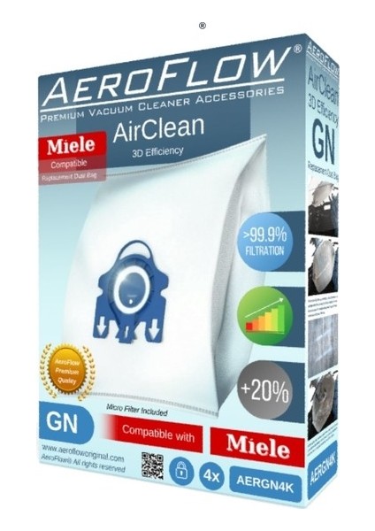 Miele Classic 1c Powerline Uyumlu Gn Toz Torbası (Dörtlü Paket)