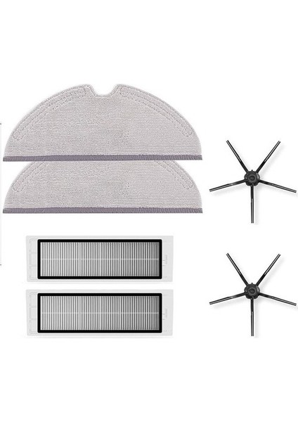 Roborock Vacuum Cleaner S6 Maxv Uyumlu 6 Parça Robot Süpürge Aksesuar Seti (Siyah)