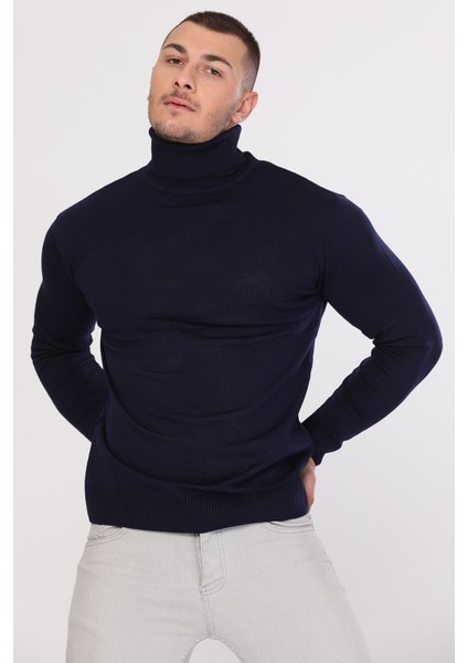 Lacivert Erkek Boğazlı Triko Kazak P-00000537 fiyatları