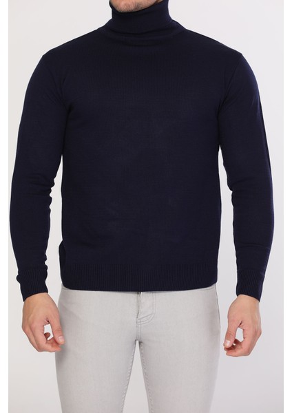 Lacivert Erkek Boğazlı Triko Kazak P-00000537 modelleri