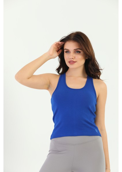 Saks Mavisi Askılı Slim Fit Ribana Kadın Atlet modelleri