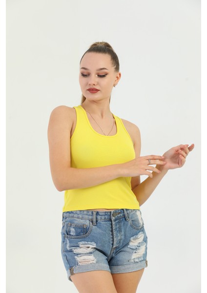 Sarı Askılı Slim Fit Ribana Kadın Atlet fiyatları
