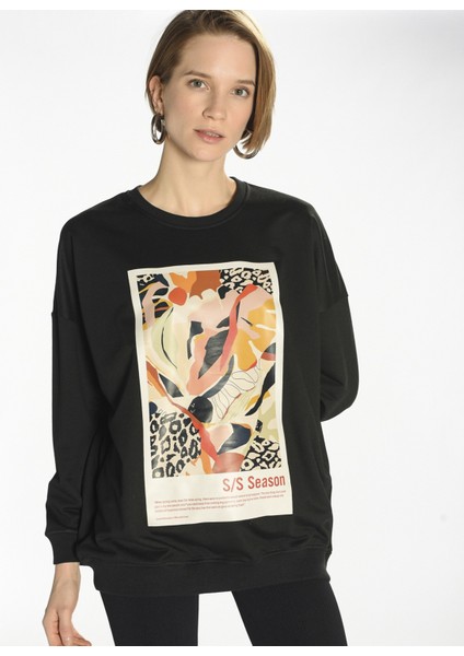 People By Fabrika Siyah Kadın Sweatshirt PFKSS22SW0024