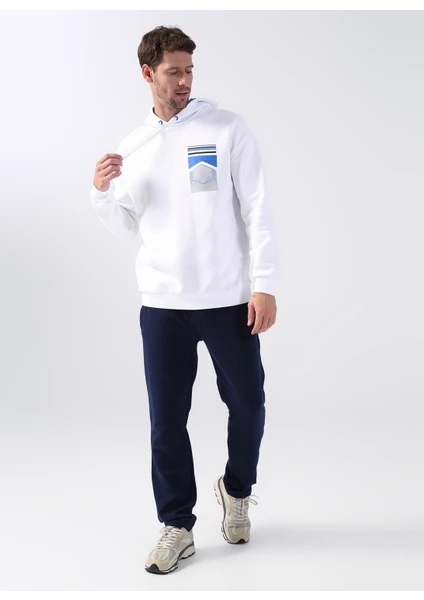 Fabrika Sports Kapüşon Yaka Düz Beyaz Erkek Sweatshirt Sores