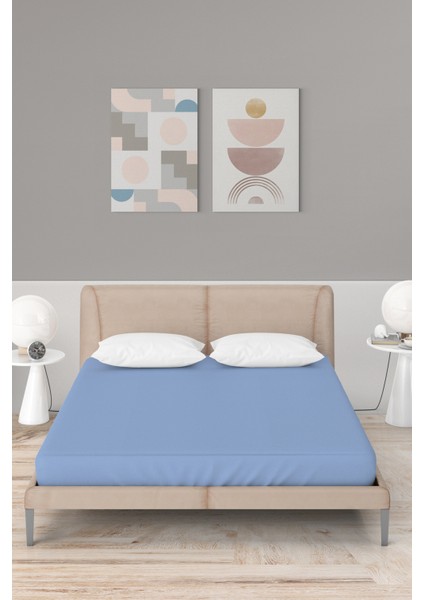 Ataca Tekstil Penye 160x200 Cm Pamuklu Lastikli Çarşaf Mavi