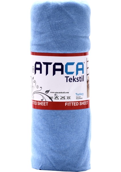 Ataca Tekstil Penye 160x200 Cm Pamuklu Lastikli Çarşaf Mavi