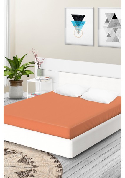 Ataca Tekstil Penye 160x200 Cm Pamuklu Lastikli Çarşaf Turuncu