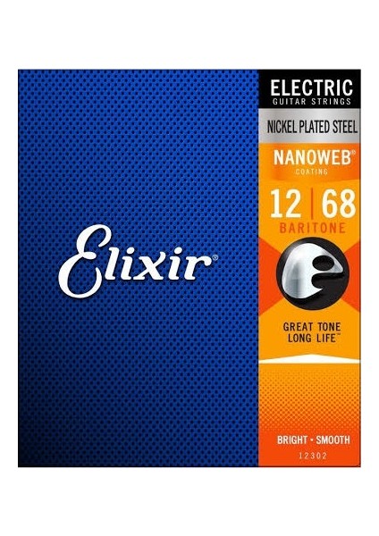 Elixir 12302 Nanoweb Baritone Elektro Gitar Teli (12-68)