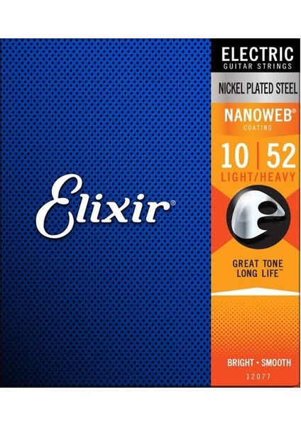 Elixir 12077 Nanoweb Light Heavy Elektro Gitar Teli (10-52)