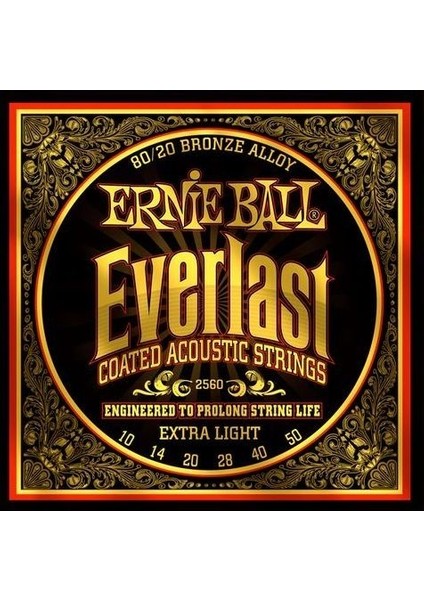 Ernie Ball P02560 10-50 Coated Akustik Gitar Teli