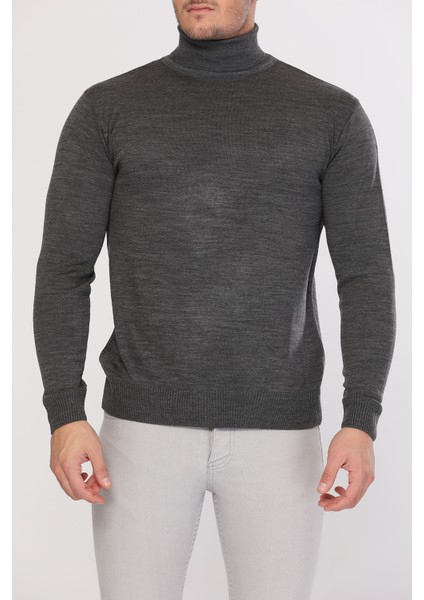 Antrasit Erkek Boğazlı Triko Kazak P-00000537 modelleri