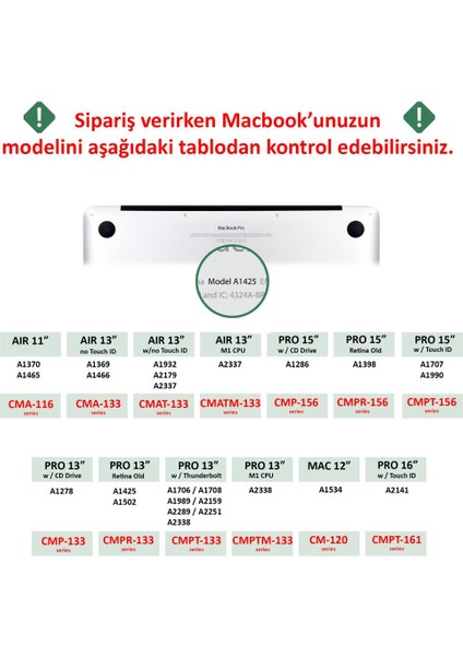 Apple 13" Macbook Pro M2 A2686 Kristal Yeşil Kılıf Koruyucu +Ekran Filmi