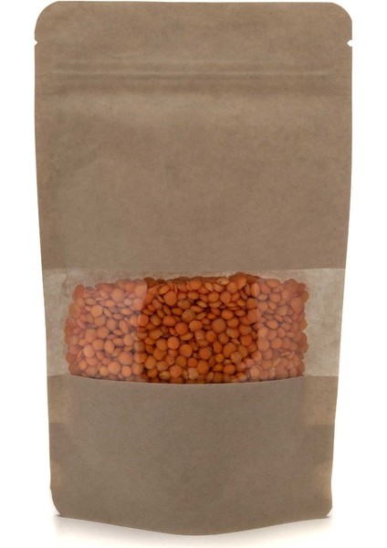 Pencereli Kraft Kilitli Doypack Ambalaj 18 x 29 + 4,5 cm. 750 gr. - 50 Adet