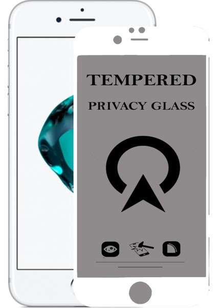 Apple iPhone 6s Plus Tam Kaplayan Privacy Hayalet Temperli Ekran Koruycu Cam Beyaz
