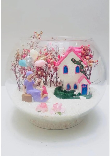 Teraryum Kız Bebek Şeker Ev Küre Fanus Kalpli