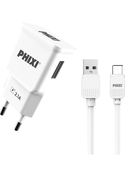 PCH201T Basic 2.1A Type-C USB Kablolu Şarj Cihazı
