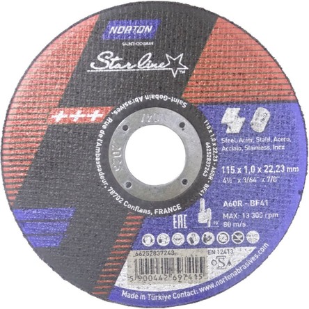 Norton Starline Metal Kesici Disk 115x1.0x22.23mm - 25 Adet