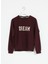 Bisiklet Yaka Baskılı Mürdüm Kadın Sweatshirt Eddıe 2