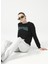 Bisiklet Yaka Baskılı Siyah Kadın Sweatshirt Monısa 3