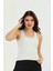 Bej Çapraz Askılı Slim Fit Ribana Kadın Atlet 3