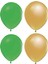 25 Adet Metalik Balon (Koyu Yeşil - Altın(Gold) )- Helyum Gazı Uyumludur.-Dogum Günü Parti Balonları 1